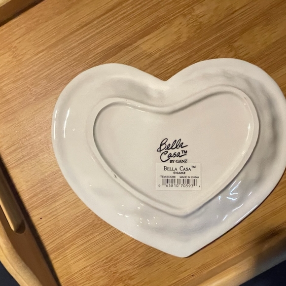 Bella Casa by Ganz Heart-Shaped Ceramic Dish with Cherries - Picture 2 of 2